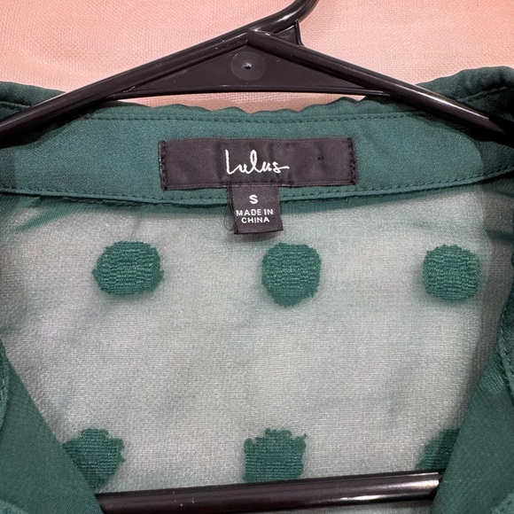 Lulu's Emerald Green Sheer Button Down Shirt - Picture 4 of 5